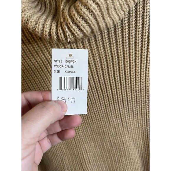 Women's Wayf Culver Turtleneck Long Sleeve Sweater Dress, Size X-Small Camel - Picture 2 of 8